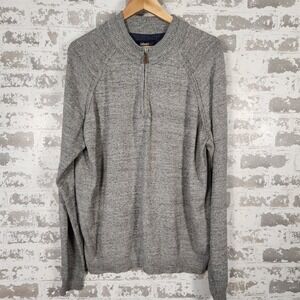 Johnnie-O Quarter Zip Sully Pullover Sweater Mens‎ L Heather Light Gray Cotton